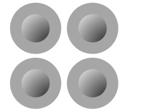 Figure 1: Shaded dots typically seen as convex. Based on Ramachandran 1988.