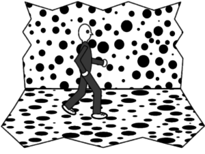 Durgin’s (2009) illustration of a subject walking in a virtual hallway.